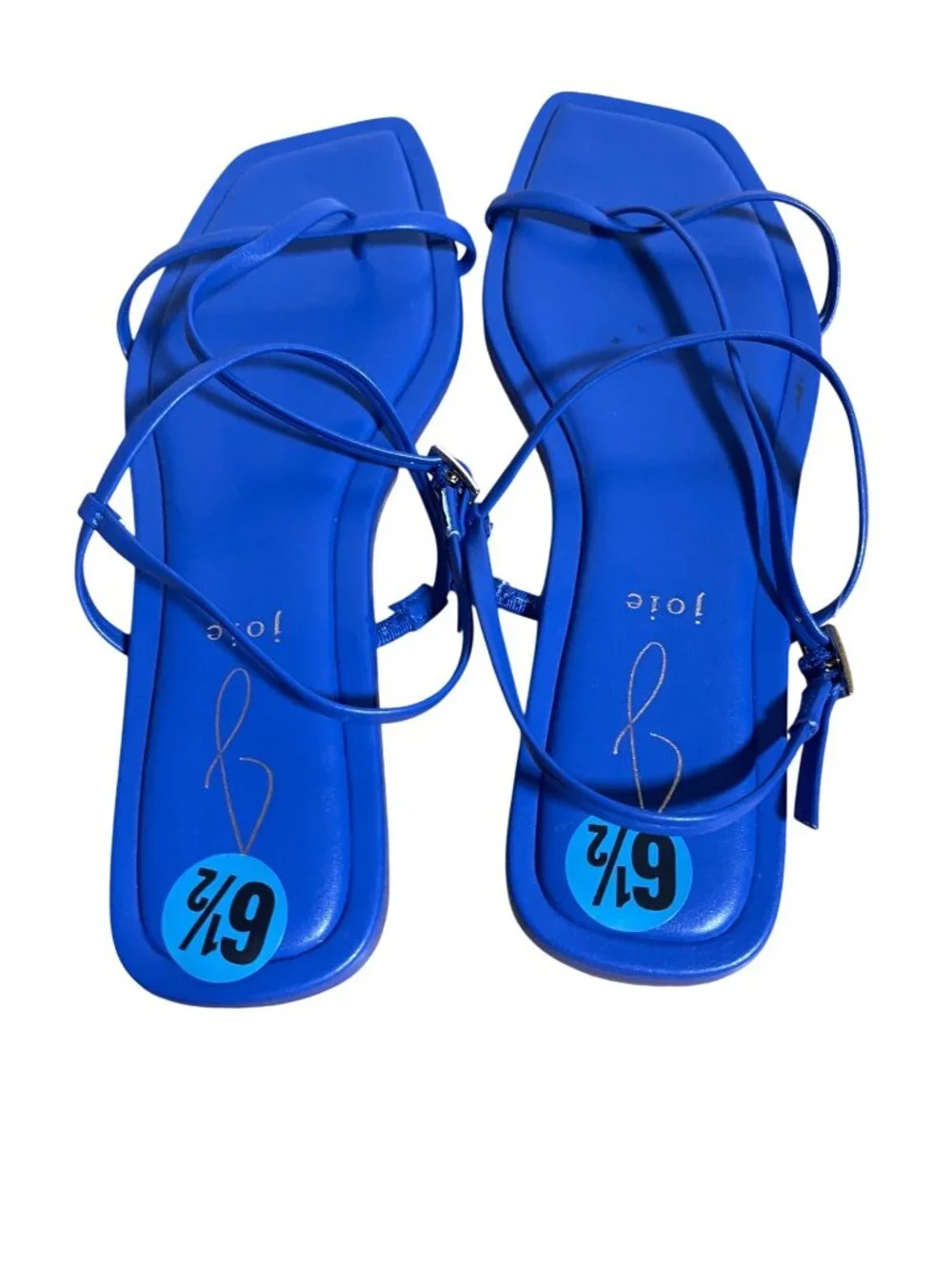 Joie Womens Glory Sandals Sizee 6.5 Blue Square Toe Strappy Flats Summer Resort - Picture 9 of 11